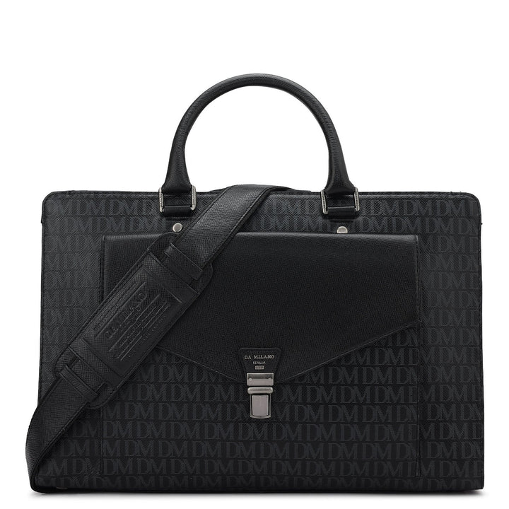 Monogram Franzy Leather Laptop Bag - Black