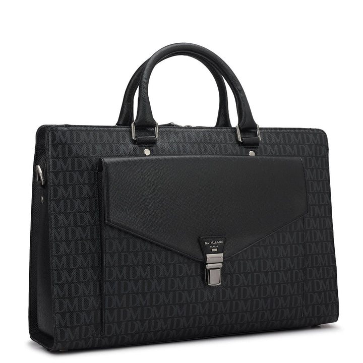 Monogram Franzy Leather Laptop Bag - Black