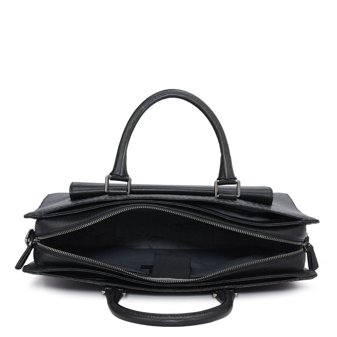 Monogram Franzy Leather Laptop Bag - Black