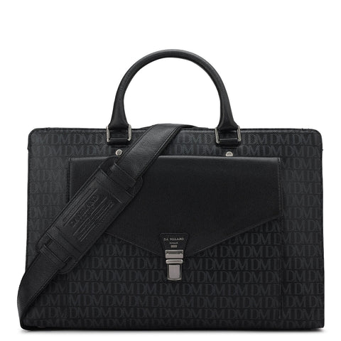Monogram Franzy Leather Laptop Bag - Black