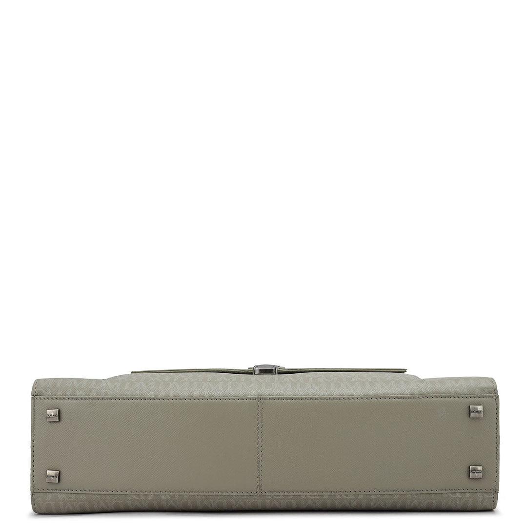 Monogram Franzy Leather Laptop Bag - Stone Grey