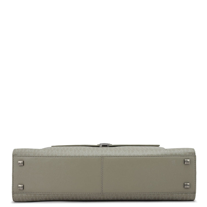 Monogram Franzy Leather Laptop Bag - Stone Grey
