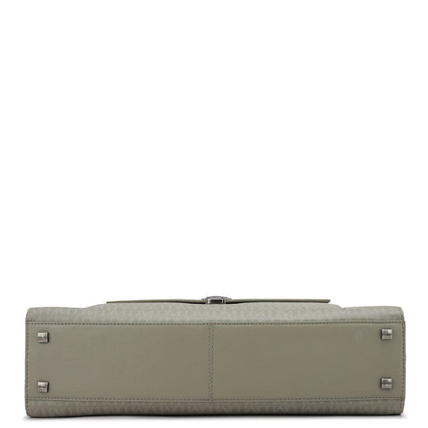 Monogram Franzy Leather Laptop Bag - Stone Grey