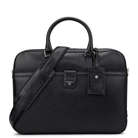Franzy Leather Laptop Bag - Black
