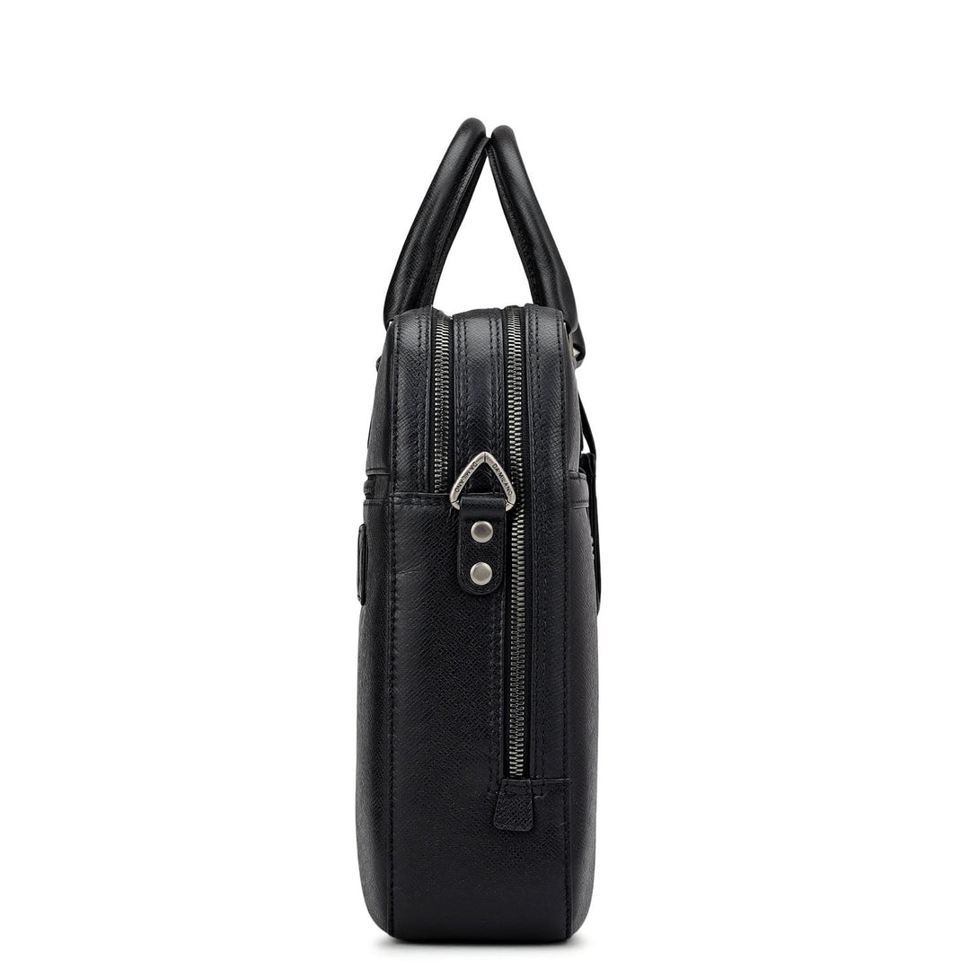 Franzy Leather Laptop Bag - Black