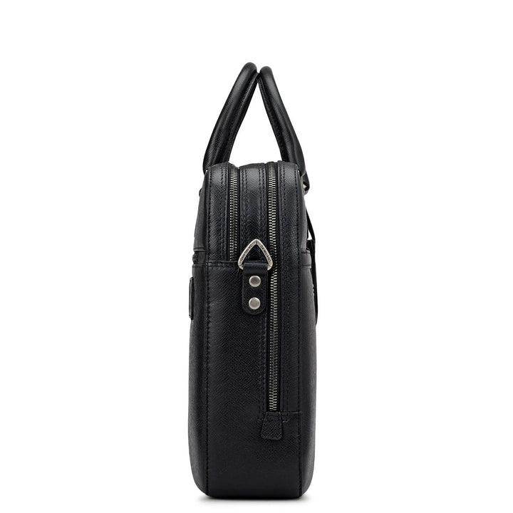 Franzy Leather Laptop Bag - Black