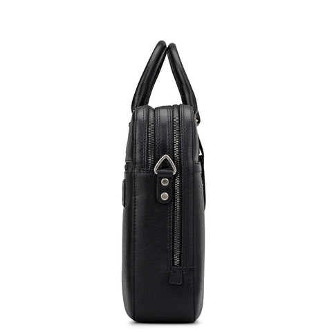 Franzy Leather Laptop Bag - Black