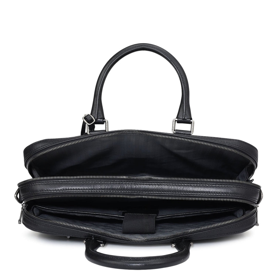 Franzy Leather Laptop Bag - Black