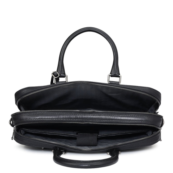 Franzy Leather Laptop Bag - Black