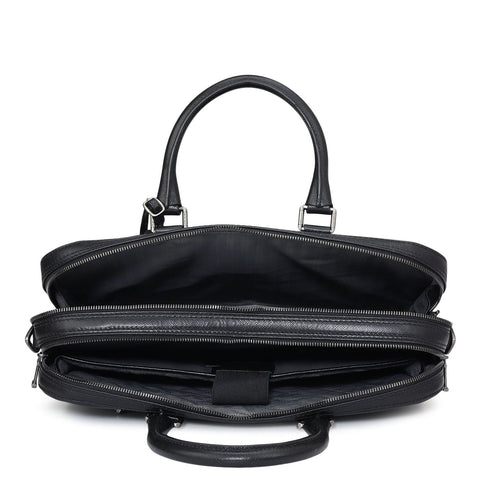 Franzy Leather Laptop Bag - Black