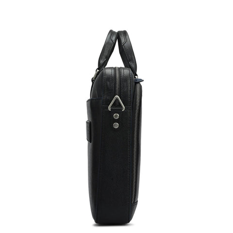 Franzy Leather Laptop Bag - Black