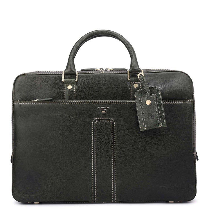 Elephant Pattern Leather Laptop Bag - Green