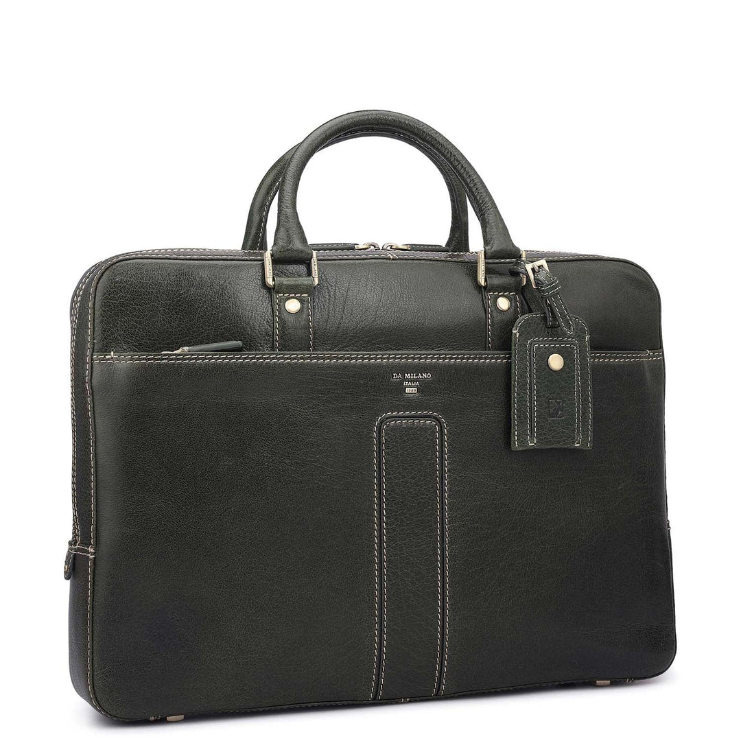 Elephant Pattern Leather Laptop Bag - Green