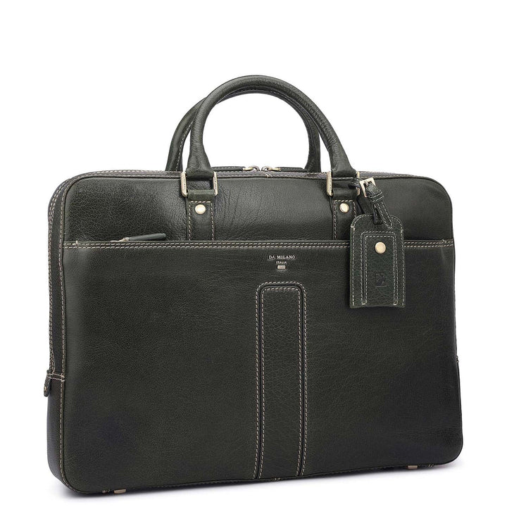Elephant Pattern Leather Laptop Bag - Green
