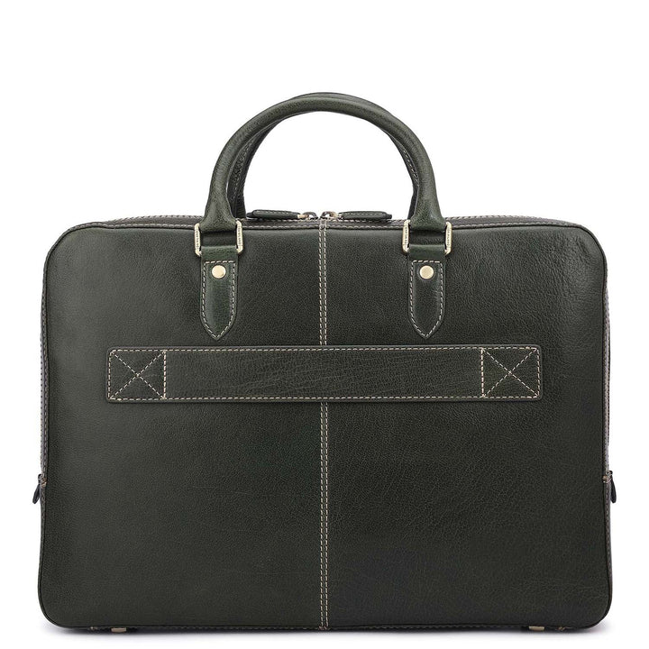 Elephant Pattern Leather Laptop Bag - Green