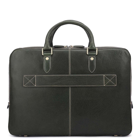 Elephant Pattern Leather Laptop Bag - Green