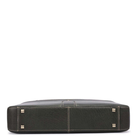 Elephant Pattern Leather Laptop Bag - Green