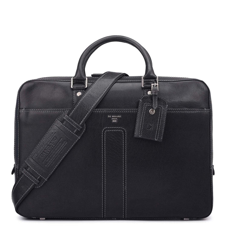 Elephant Pattern Leather Laptop Bag - Navy
