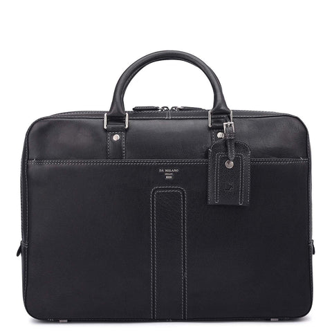 Elephant Pattern Leather Laptop Bag - Navy