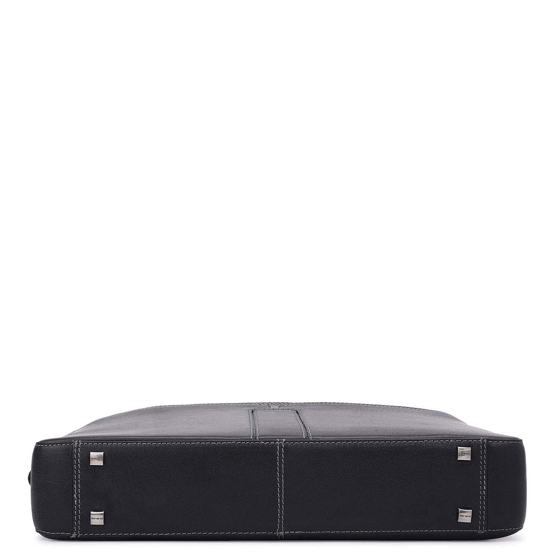 Elephant Pattern Leather Laptop Bag - Navy