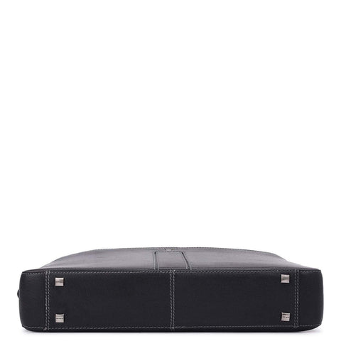 Elephant Pattern Leather Laptop Bag - Navy