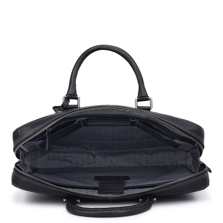 Elephant Pattern Leather Laptop Bag - Navy