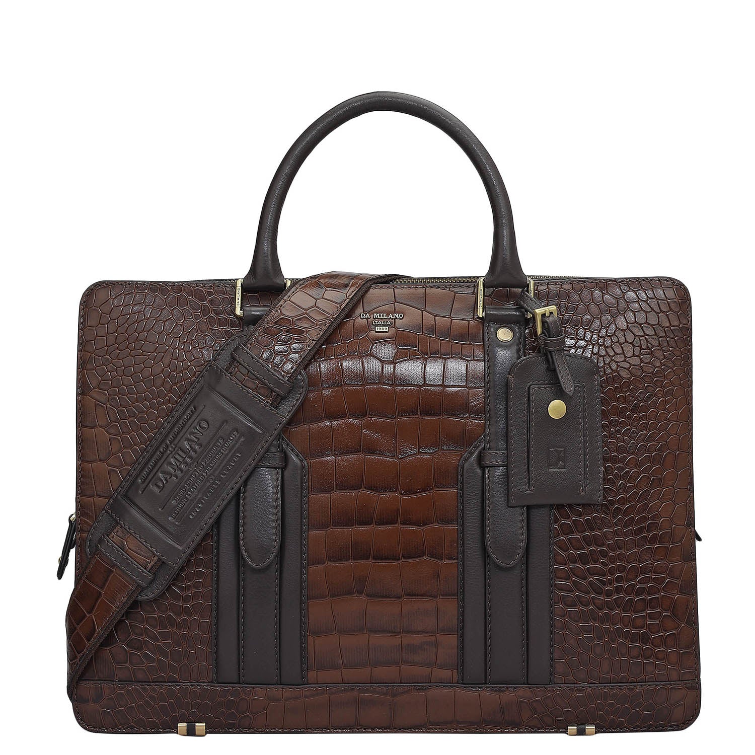 Black Croco Leather Computer Bag | Da Milano – Damilano UAE