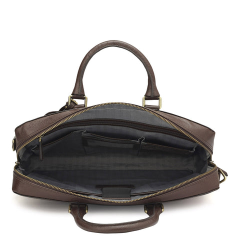 Da Milano Leather Laptop Bag - Croco Franzy - Brown