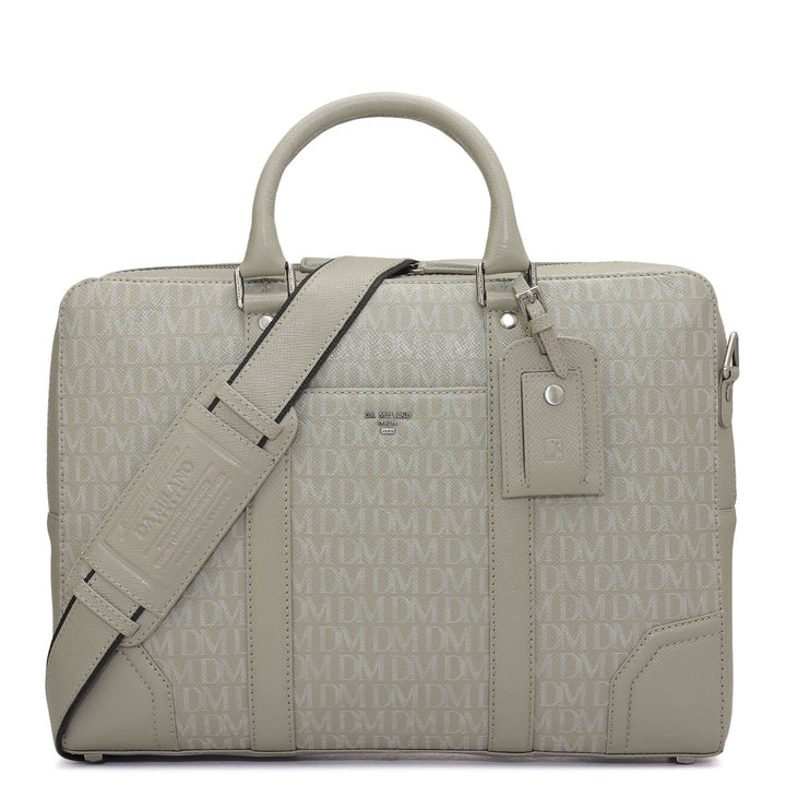 Monogram Franzy Leather Laptop Bag - Stone Grey