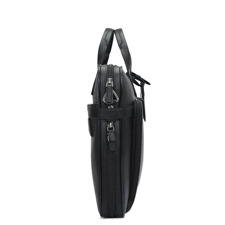 Wax Leather Laptop Bag - Black