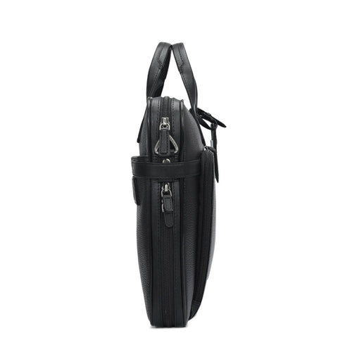 Wax Leather Laptop Bag - Black