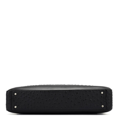 Ostrich Leather Laptop Bag - Black