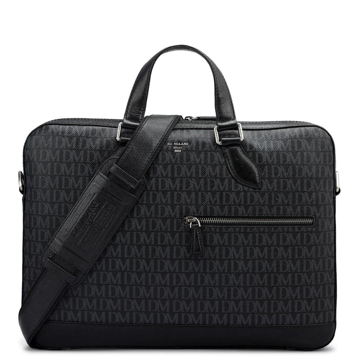 Monogram Franzy Leather Laptop Bag - Black