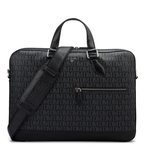 Monogram Franzy Leather Laptop Bag - Black
