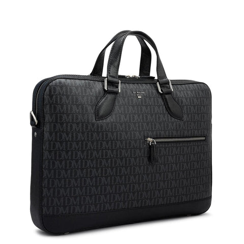 Monogram Franzy Leather Laptop Bag - Black