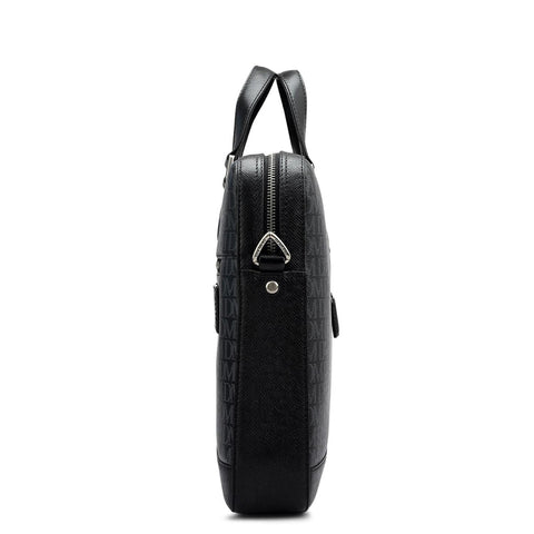 Monogram Franzy Leather Laptop Bag - Black