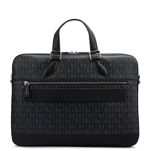 Monogram Franzy Leather Laptop Bag - Black