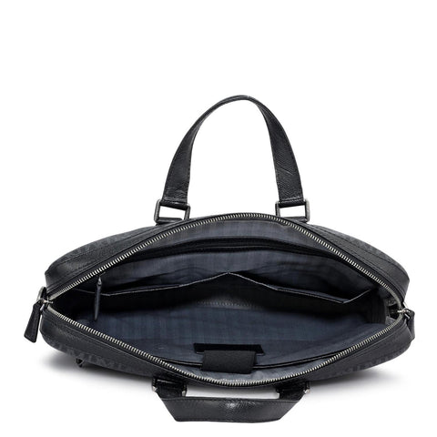 Monogram Franzy Leather Laptop Bag - Black