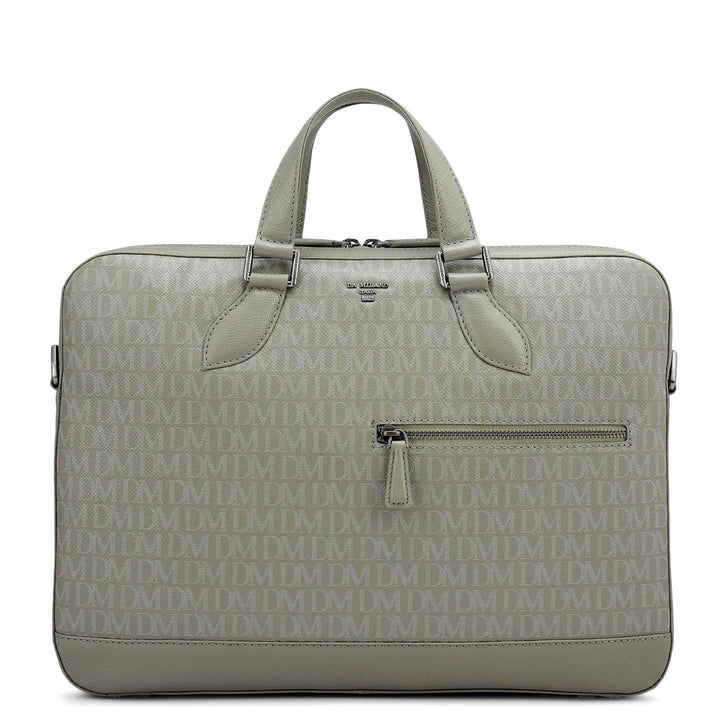 Monogram Franzy Leather Laptop Bag - Stone Grey