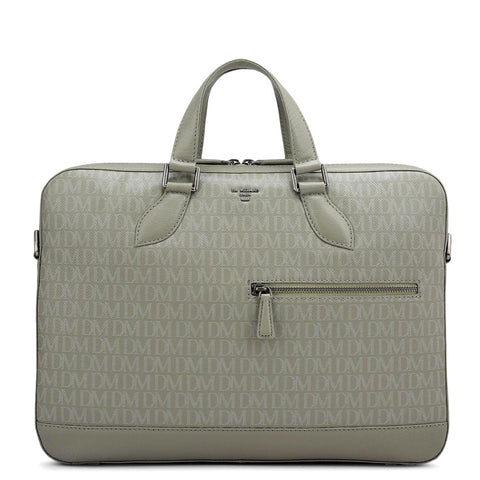 Monogram Franzy Leather Laptop Bag - Stone Grey