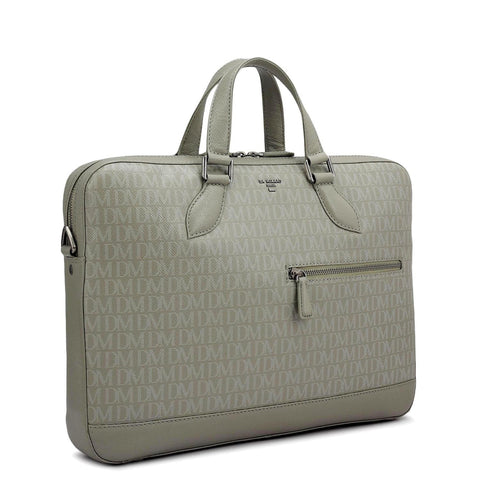 Monogram Franzy Leather Laptop Bag - Stone Grey