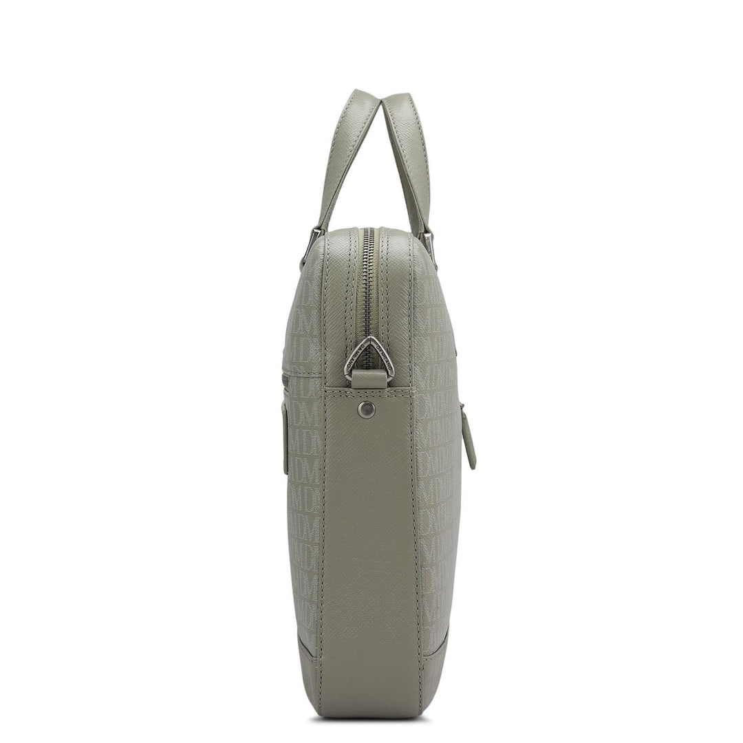 Monogram Franzy Leather Laptop Bag - Stone Grey
