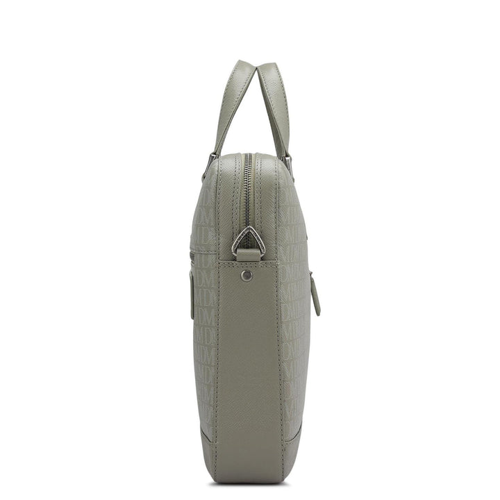 Monogram Franzy Leather Laptop Bag - Stone Grey