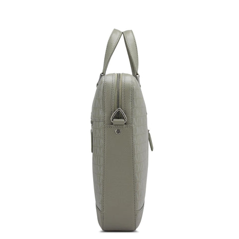 Monogram Franzy Leather Laptop Bag - Stone Grey