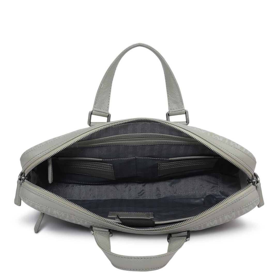 Monogram Franzy Leather Laptop Bag - Stone Grey