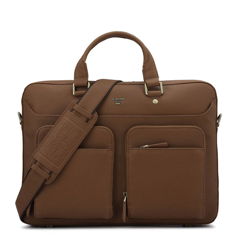 Fish Leather Laptop Bag - Cognac