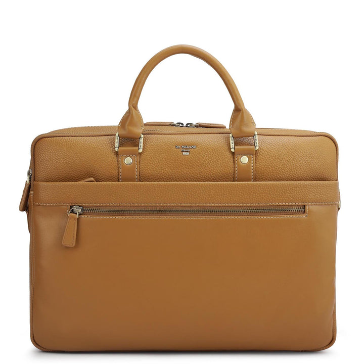 Wax Leather Laptop Bag - Caramel
