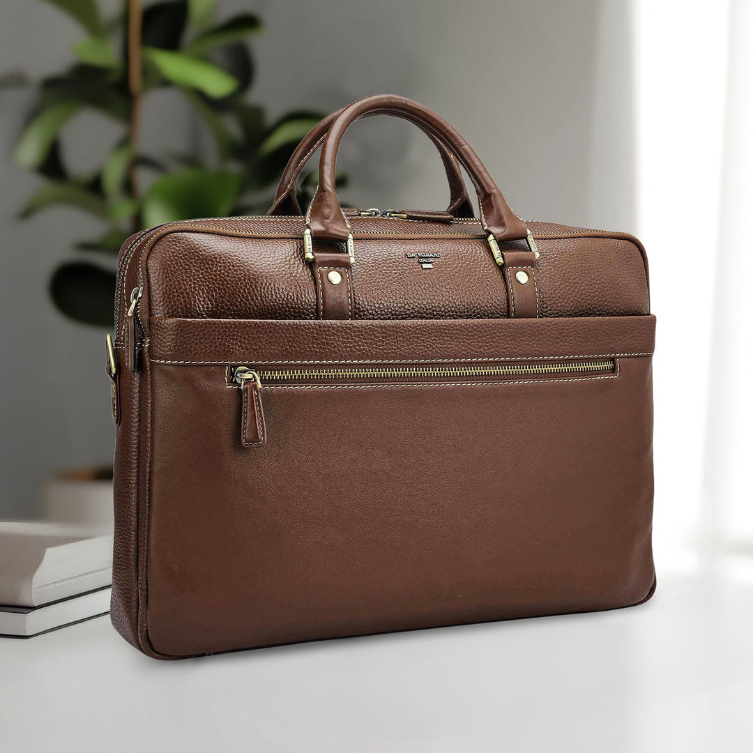 Wax Leather Laptop Bag - Espresso