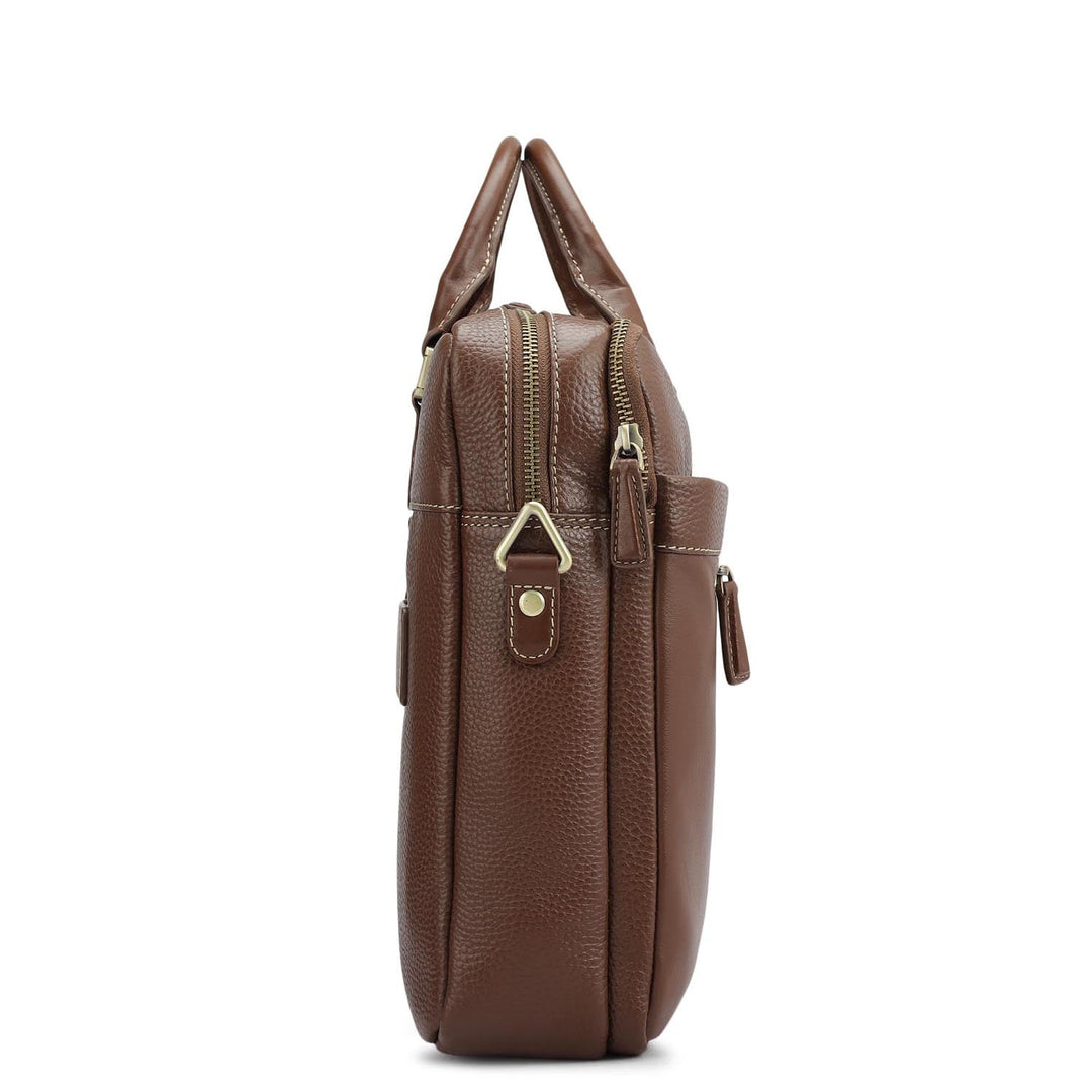 Wax Leather Laptop Bag - Espresso