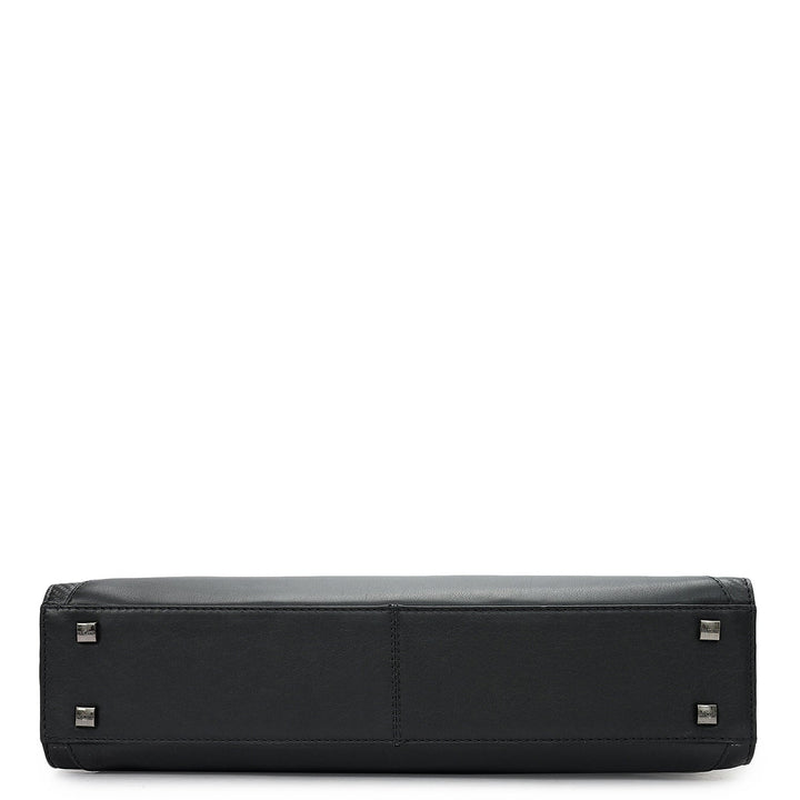 Carbon Leather Laptop Bag - Black